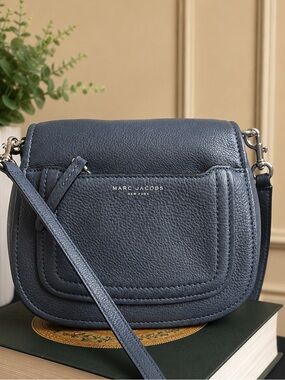 Marc Jacobs Slate Black/ Grey Pebbled Leather Crossbody Bag